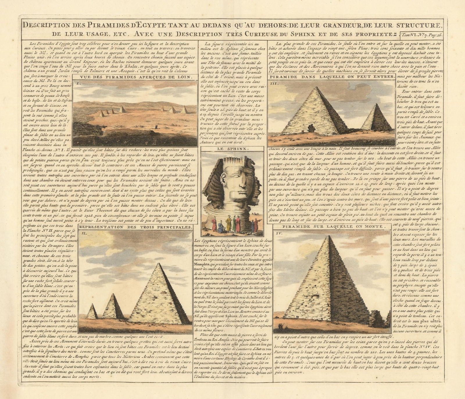 Description des Piramides d'Egypte. Pyramids of Giza & Sphinx. CHATELAIN 1719